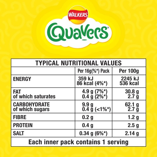 Walkers Quavers Cheese Multipack Snacks Crisps 20x16g thumbnail 6