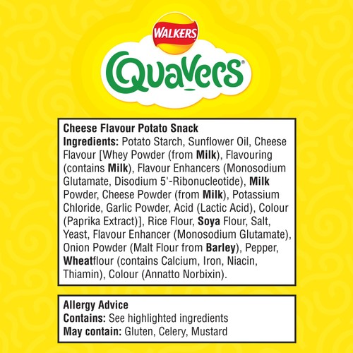 Walkers Quavers Cheese Multipack Snacks Crisps 20x16g thumbnail 7