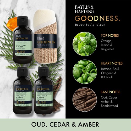 Baylis & Harding Goodness Oud, Cedar & Amber Essentials Gift Set thumbnail 4