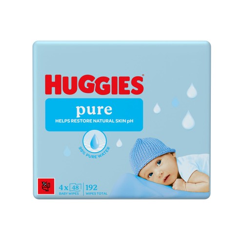 Huggies Pure Baby Wipes Quad Pack thumbnail 2