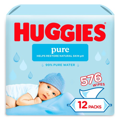 Huggies Pure Baby Wipes Plastic Free 12 Pack