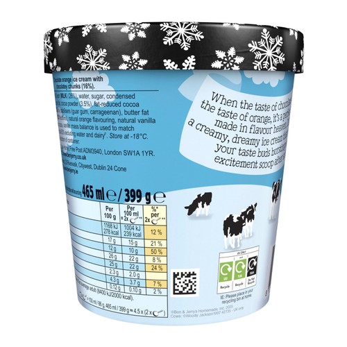 Ben & Jerry's Chocolatey Orange Chunk Ice Cream Tub thumbnail 3