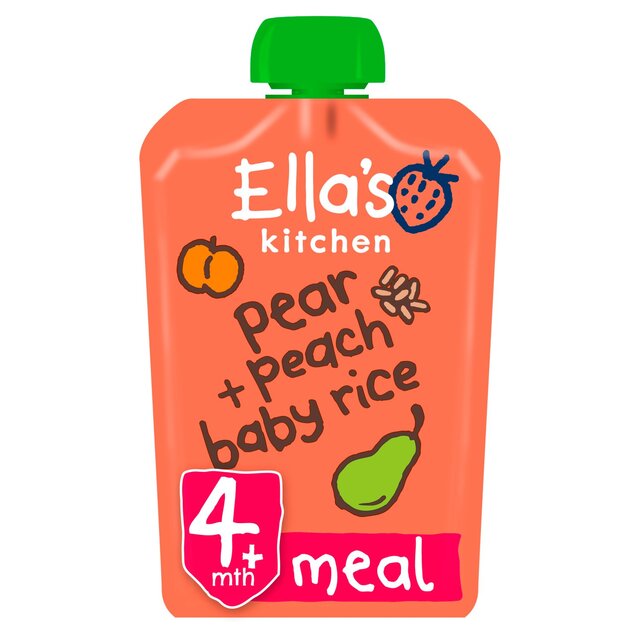 Ella's Kitchen Pear and Peach Baby Rice Baby Food Pouch 4+ Months