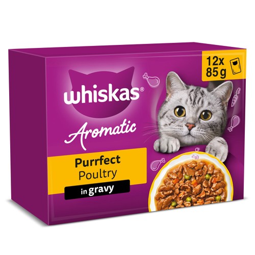 Whiskas 1+ Wet Cat Food Pouches Aromatic Poultry in Gravy