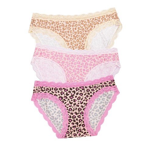 Stripe & Stare Knickers, Pink Leopard, S
