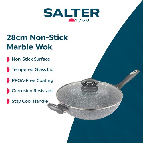 Salter Marblestone 28cm Wok Grey thumbnail 2