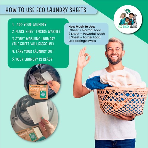 Eco Green Living Non Bio Laundry Sheet Un-scented thumbnail 4