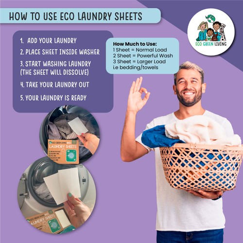 Eco Green Living Non-Bio Laundry Sheet Lavender thumbnail 3