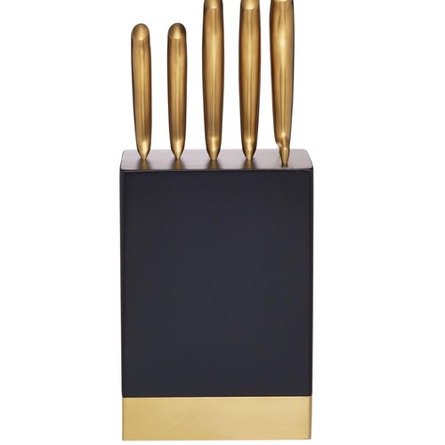 MasterClass Burnished Brass Effect Knife Set with Wooden Storage Block