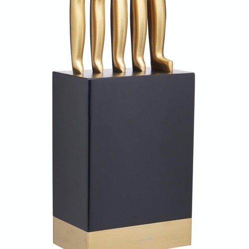 MasterClass Burnished Brass Effect Knife Set with Wooden Storage Block thumbnail 2