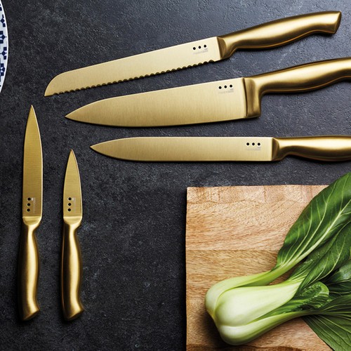 MasterClass Burnished Brass Effect Knife Set with Wooden Storage Block thumbnail 3