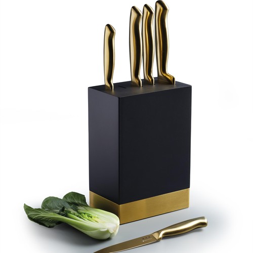 MasterClass Burnished Brass Effect Knife Set with Wooden Storage Block thumbnail 5