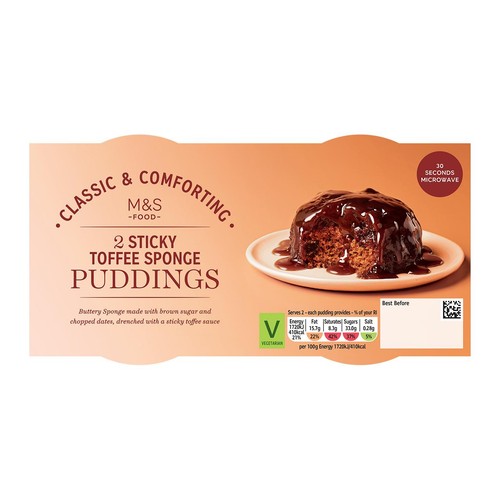 M&S 2 Sticky Toffee Sponge Puddings thumbnail 3