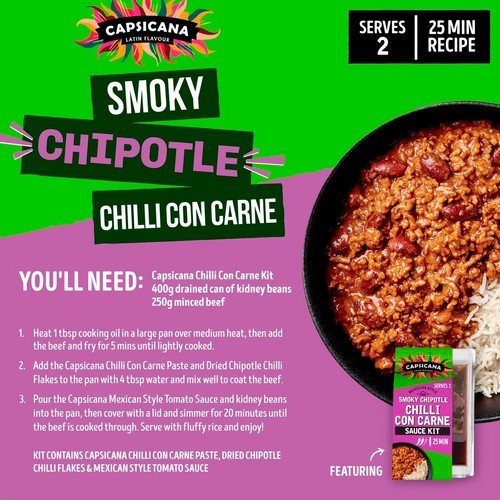 Capsicana Mexican Chilli Con Carne Cooking Sauce Kit thumbnail 3