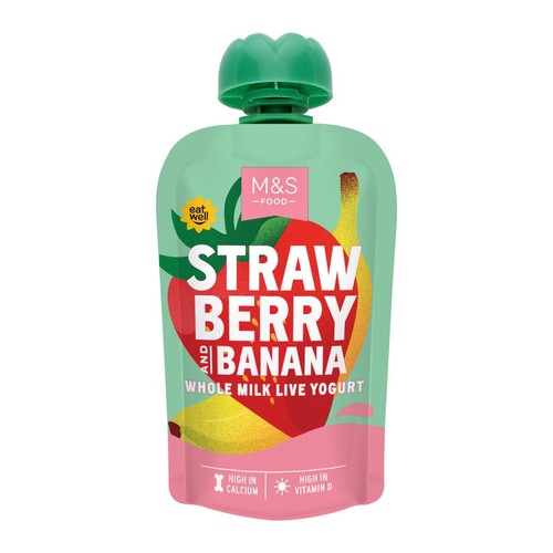 M&S Strawberry & Banana Whole Milk Live Yogurt