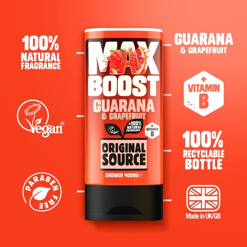 Original Source Max Boost Guarana and Grapefruit Shower Gel thumbnail 2