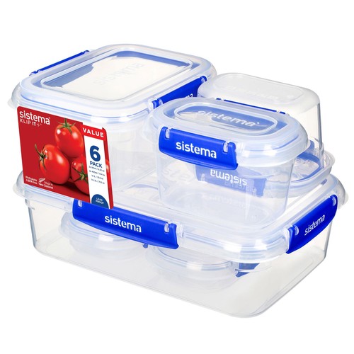 Sistema Klip It Plus Food Containers Starter Set 6 Pack Airtight