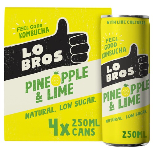 Lo Bros Kombucha Pineapple & Lime Low Sugar Multipack