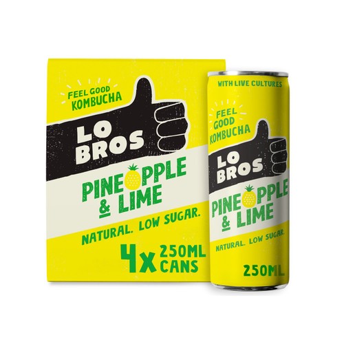 Lo Bros Kombucha Pineapple & Lime Low Sugar Multipack thumbnail 3