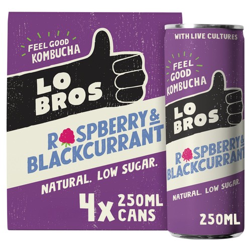 Lo Bros Kombucha Raspberry & Blackcurrant Low Sugar Multipack