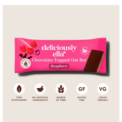 Deliciously Ella Raspberry Chocolate Topped Oat Bar Multipack thumbnail 2