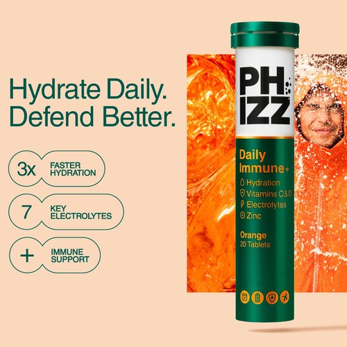Phizz Daily Immune+ Orange Hydration, Electrolytes & Vitamins Tablets thumbnail 2