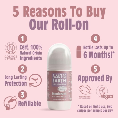 Salt of the Earth Natural Deodorant Refillable Rollon Lavender & Vanilla thumbnail 2