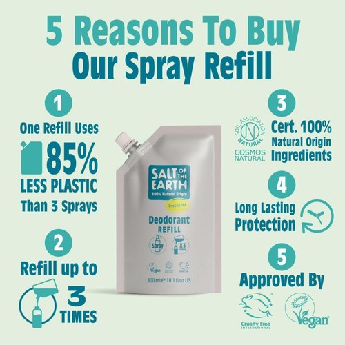 Salt of the Earth Natural Deodorant Spray Refill Unscented thumbnail 2