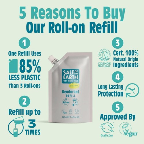 Salt of the Earth Natural Deodorant Rollon Refill Unscented thumbnail 2
