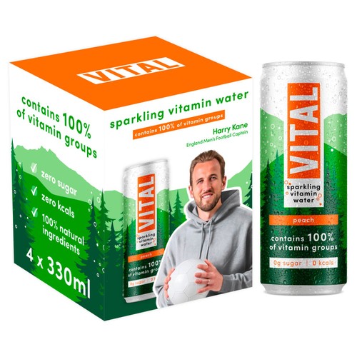VITAL Drinks Sparkling Peach Vitamin Water