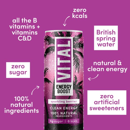 Vital Drinks Natural Energy Sparkling Berries thumbnail 3