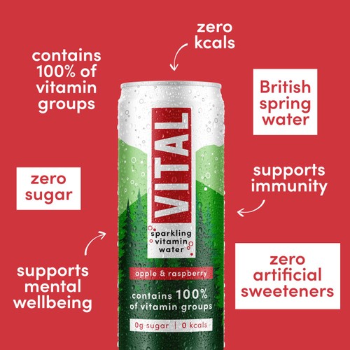 VITAL Drinks Sparkling Apple & Raspberry Vitamin Water thumbnail 3