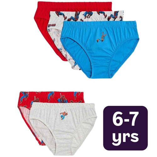 M&S Pure Cotton Spider-Man Briefs, 6-7 Years, Multi