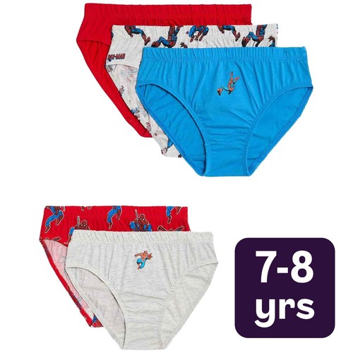 M&S Pure Cotton Spider-Man Briefs, 7-8 Years, Multi