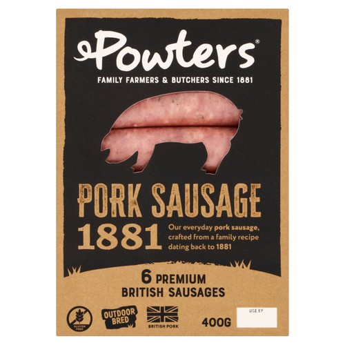 Powters British Outdoor Bred 6 Pork Sausage 1881