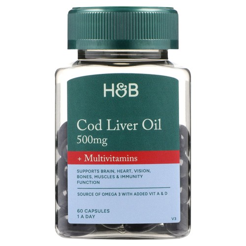 Holland & Barrett Pure Cod Liver Oil 500mg & Multivitamins Capsules