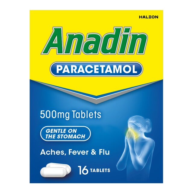 Anadin Paracetamol Pain Relief for Headaches Cold & Flu Tablets 16
