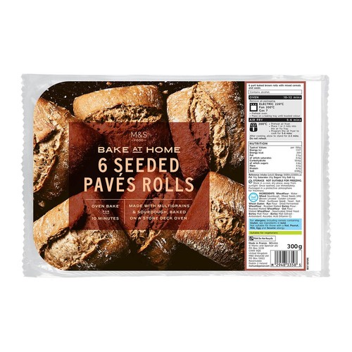 M&S 6 Bake At Home Seeded Paves Rolls thumbnail 2