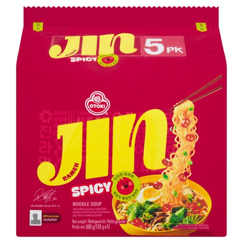 Ottogi Korean Jin Ramen Spicy Instant Noodles Multipack 120gx5