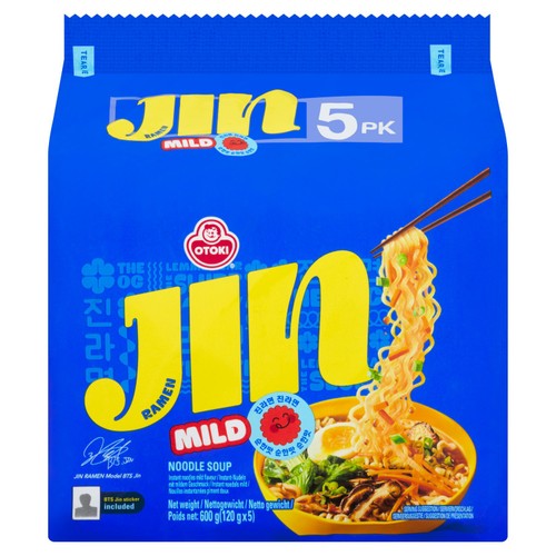 Ottogi Korean Jin Ramen Mild Instant Noodles Multipack 120gx5