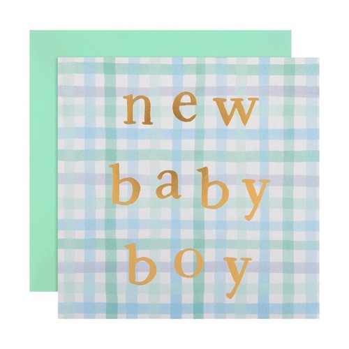 M&S Checked New Baby Boy Card