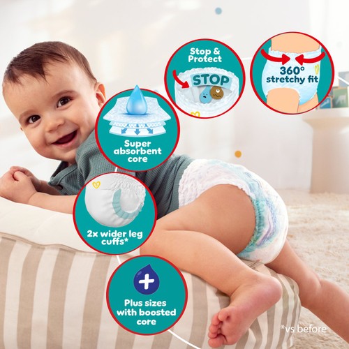 Pampers Baby-Dry Nappy Pants Size 5+ Extra Absorption Jumbo+ Pack thumbnail 4