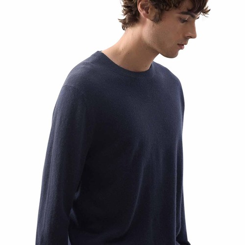M&S Mens Autograph Pure Cashmere Crew Neck Jumper, S, Navy thumbnail 3