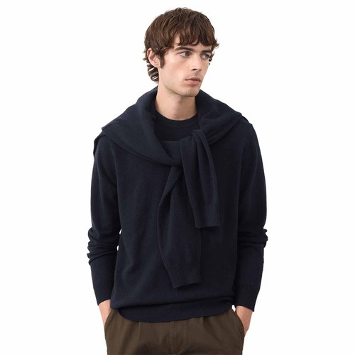 M&S Mens Autograph Pure Cashmere Crew Neck Jumper, S, Navy thumbnail 5