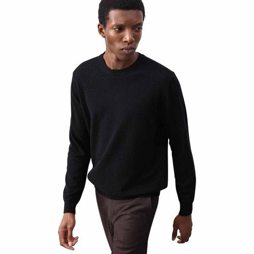 M&S Mens Autograph Pure Cashmere Crew Neck Jumper, XL, Black thumbnail 3