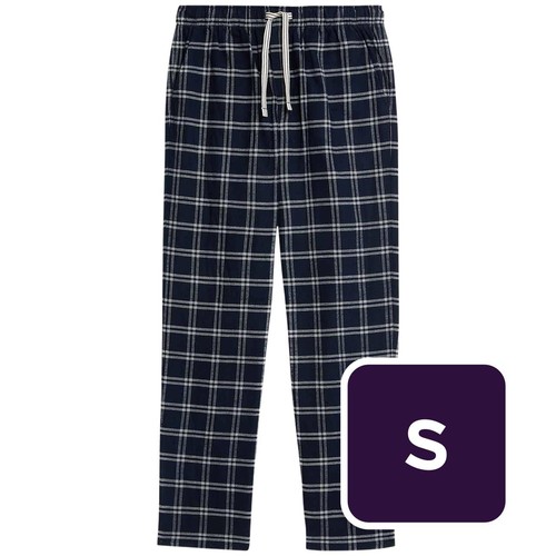 M&S Mens Pure Cotton Checked Pyjama Bottoms, S, Navy