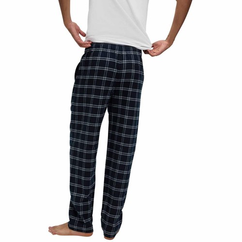 M&S Mens Pure Cotton Checked Pyjama Bottoms, XL, Navy thumbnail 4