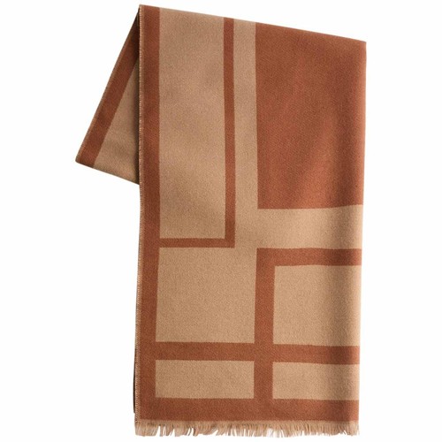 M&S Womens Woven Geometric Scarf, Natural