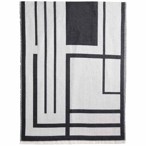 M&S Womens Woven Geometric Scarf, Black