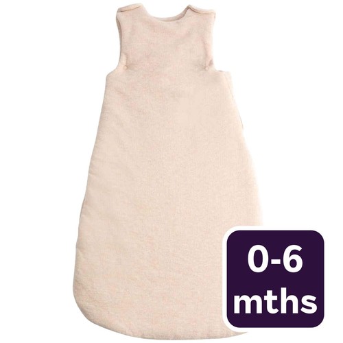 M&S Unisex Pure Cotton Ribbed Sleeping Bag, 0-6 M, Oatmeal